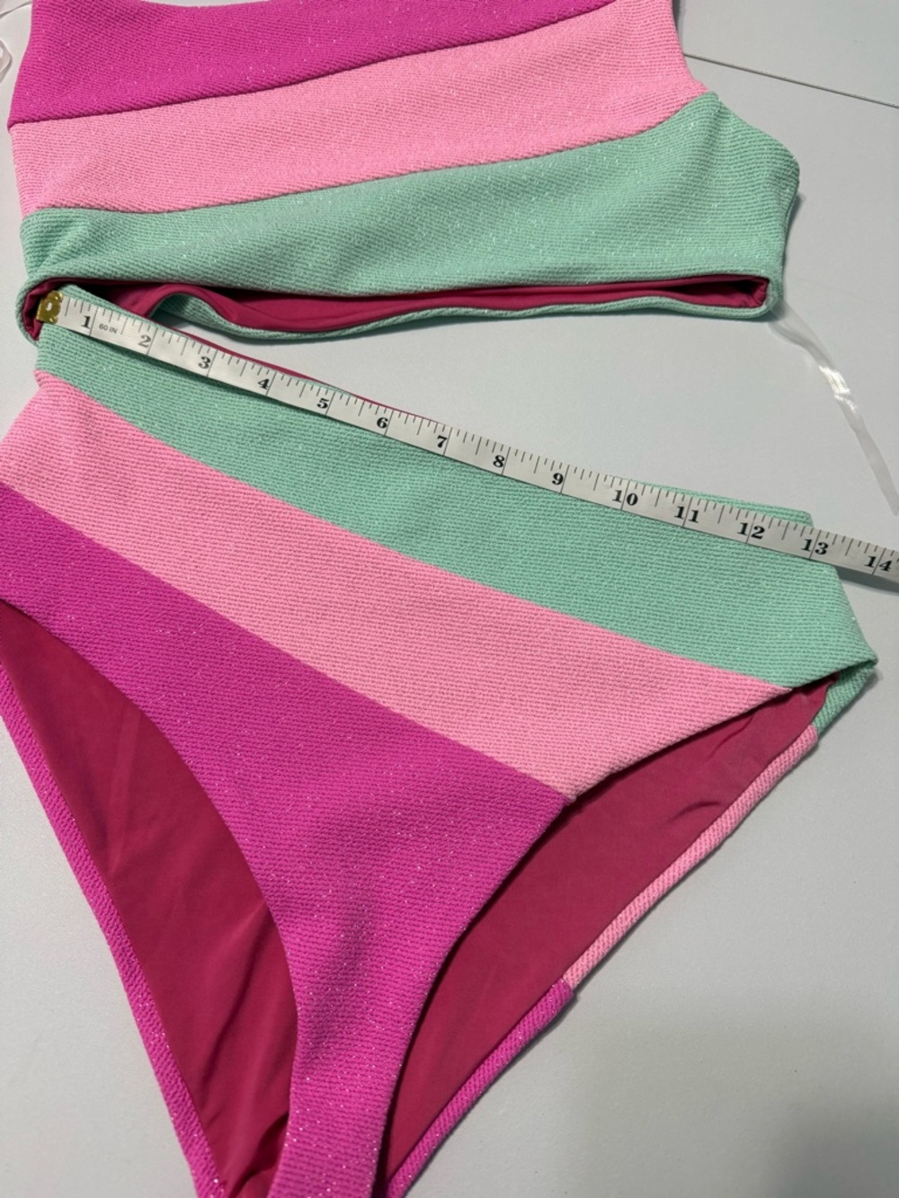 Beach Riot Joyce One Piece Crush Colorblock Glitter Cutout Swimsuit Blossom Sz M - Picture 9 of 12